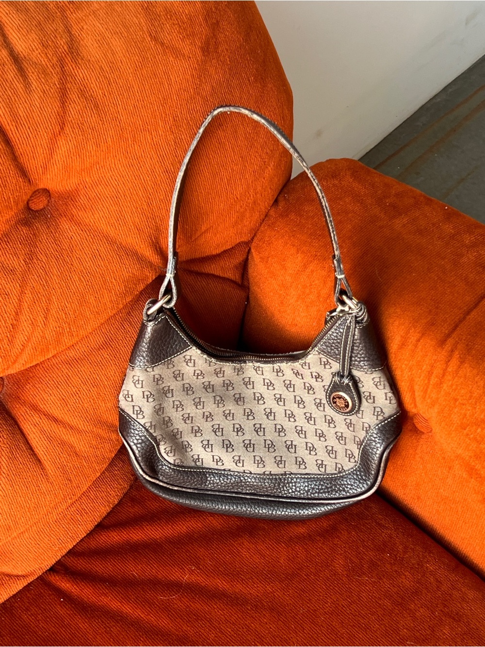 Vintage 90s Y2K Dooney & Bourke Monogram Shoulder Bag - Brown